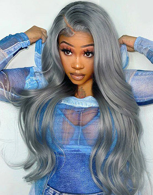 Moli-Sliver Grey 13x6 Lace Body Wave Lace Front Glueless Human Hair Wig