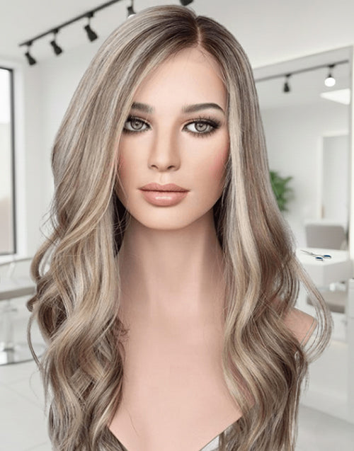 Power-Medical Wigs 13x4 Ombre Blonde Balayage Wavy Lace Front Wig Glueless Human Hair Wigs