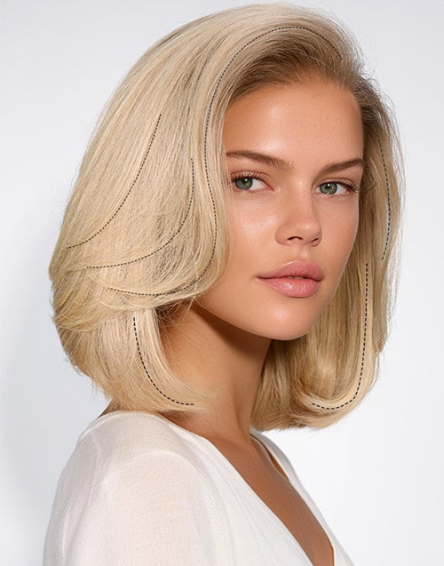 Jova- Ombre Blonde Layered Cut Short Straight Bob Ready To Go Glueless Wig 13x4 Pre Cut Lace