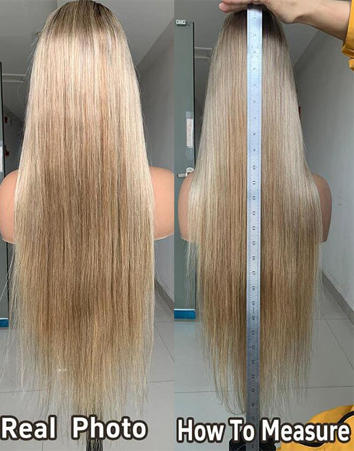 Tia- Sliver Grey Ash Blonde Color Straight 13x6 Pre Cut Lace Front Glueless Wig