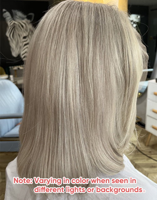 Lay-Layered Bob Natural Highlight Ash Blonde With Dark Roots Color Wig Collar bone length haircuts