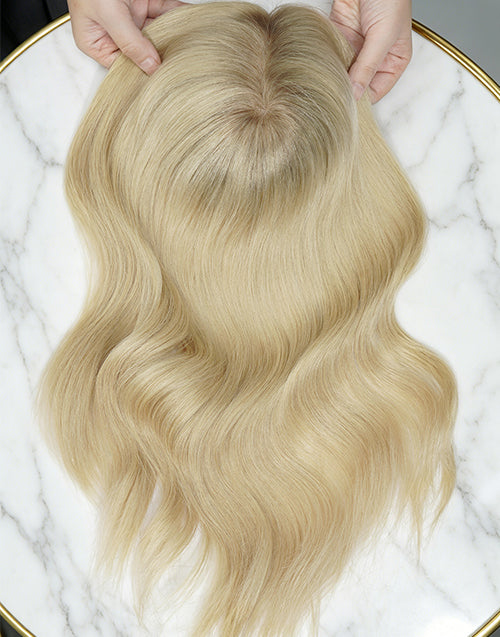 6"x7" 16" Women Topper Hair Toupee Fine Mono Wefted Top Piece Cuticle Brazilian Hair TP18