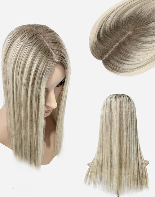 6"x6" Silk Top Human Hair Topper | Natural Scalp Look | Crown Coverage