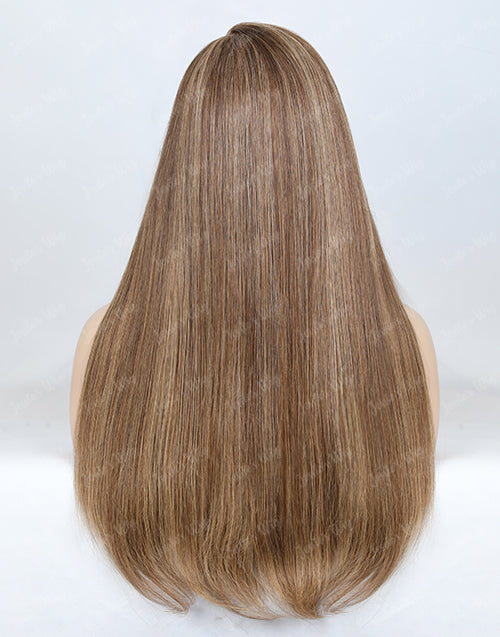 Janice-Custom Made European Processed Human Hair Highlight Brown 8.5x5.5 Lace Wig