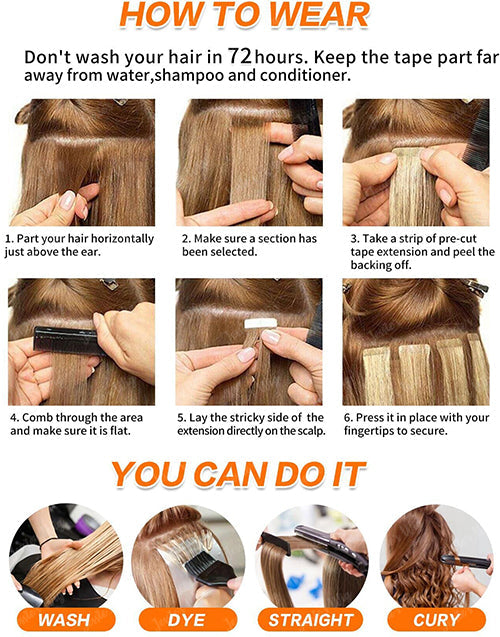 #24 Straight Hair Tape Human Hair Extensions