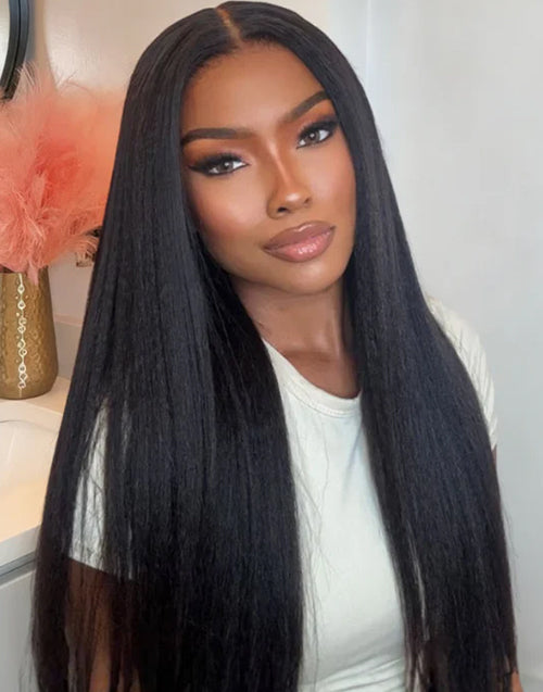[BOGO From 20"] Kinky Straight V Part Wig Affordable Hair Replacement Wig Flash Deal