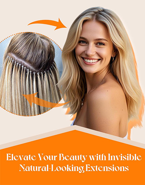 14-24 Inch Nano Ring Hair Extensions Natural Invisible Appearance Cold Fusion Nano Bead Ring Hair Extensions For Women