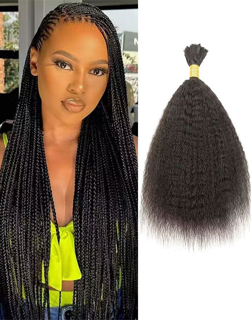 Kinky Straight Bulk Hair for Braiding No Weft Faux Braiding Hair Extensions 12A for Boho Braids