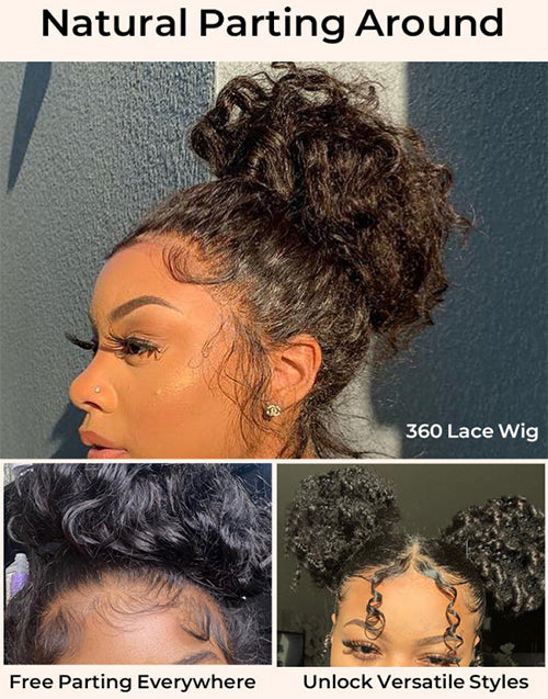 Celeste- Curly Invisi Strap Snug Fit 360 Lace Wig Easily Half Up Half Down Look Pre Cut Lace Wig