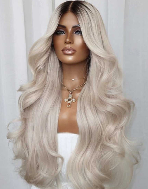 Latori- Ombre Blonde Wavy Wig With Black Roots True-Hold 5.5x5.5 Lace Gluless Wig