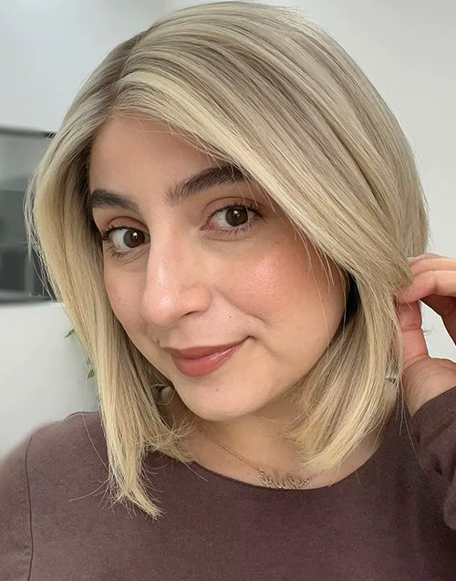 Jordyn- Ombre Highlight Ash Platinum Blonde Straight Bob Wig Glueless 13x4 Lace Front Wig