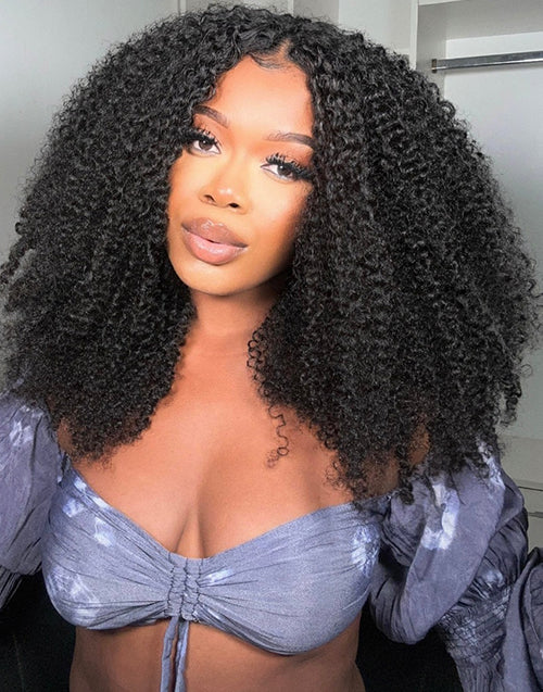 18"-22" Afro Kinky Curly U Part Human Hair Wig Flash Deal