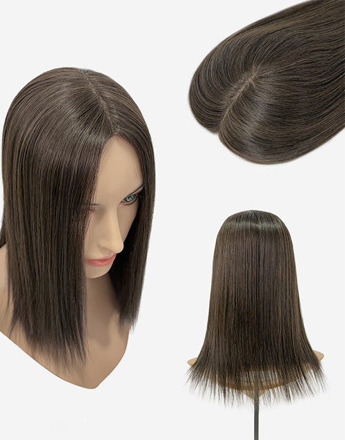 6"x6" Silk Top Human Hair Topper | Natural Scalp Look | Crown Coverage