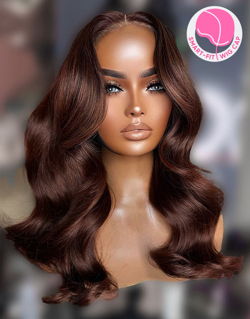 Geta- Smart-Fit Pull Go Auburn Brown Loose Wavy Glueless Wig Pre Cut Lace