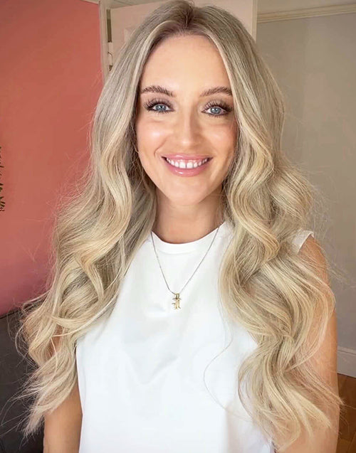 Eduard- Ombre Warm Ash Blonde Highlight 13x6 Lace Wig Wavy Human Hair Glueless Wig