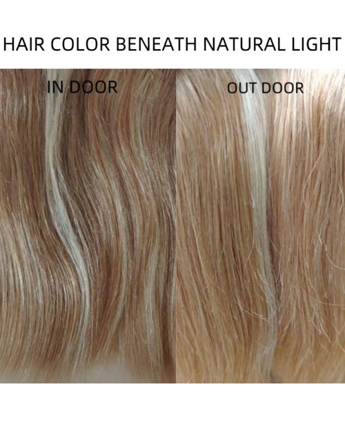 Layla- Gloden Bloned Mixed Light Brown Straight Human Hair Layered Bob Wig With Wispy Bangs Minimalist Lace Glueless Wig