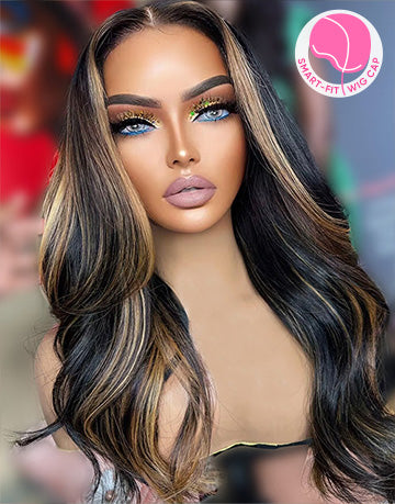 Doreen-  Smart-Fit Pull Go Balayage Colored Wavy Pre Cut Lace Glueless Wig Human Hair