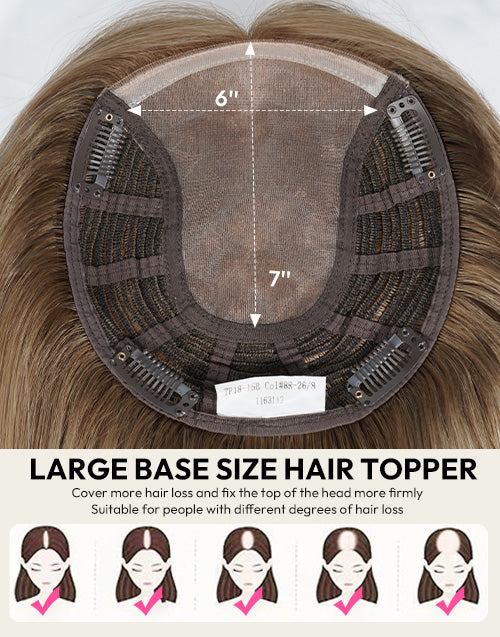 7x6 inch large base size hair topper diagram