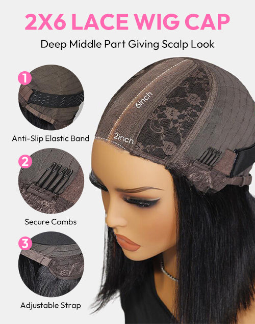 Zila- Double Drawn Bone Straight 2×6 Lace Bob Wig Raw Hair Pre Cut 5x5 Lace Wig High Density
