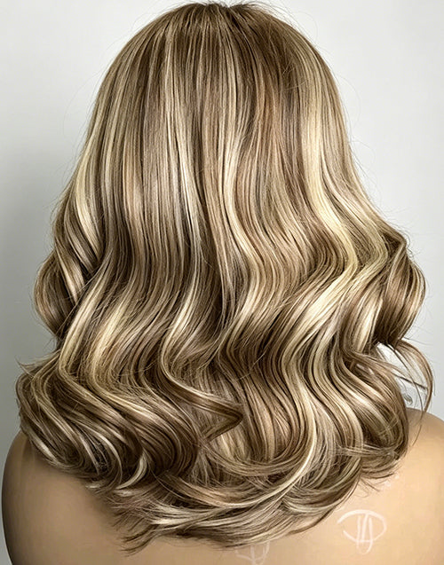 Kita- Balayage Ash Blonde With Brown Wavy 13x6 Bob Lace Front Wigs For Women