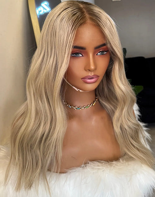 Lexie- Do Ponytail Milk Money Creamy Blonde Wavy 360 Lace Wig Updo Style