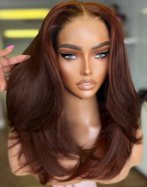 Vivid Auburn Wig Human Hair Landscape Illustration Vivid Auburn Wig Human Hair Landscape Illustration