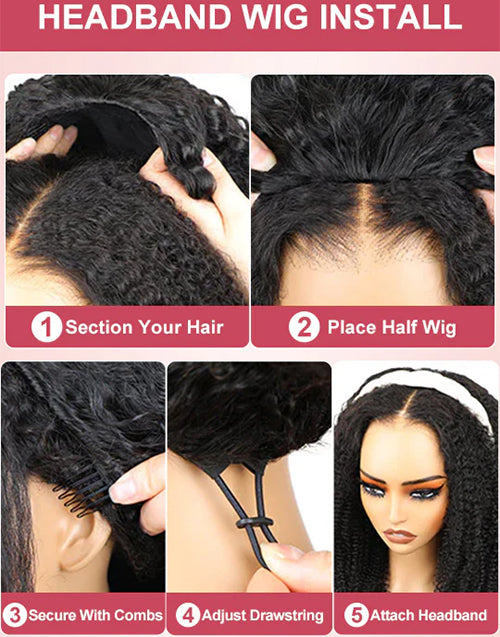 Kinky Curly Half Wigs One Fit All Half Up Half Down Wig Human Hair