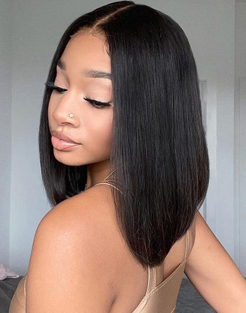 8" 14" Straight 4x4 Lace Bob Wig Glueless Wig Ready to Ship Flash Deal