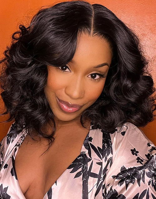 Trendy Loose Curl Bob Glueless Pull Go Wig Pre Cut Lace Fit All Head Sizes