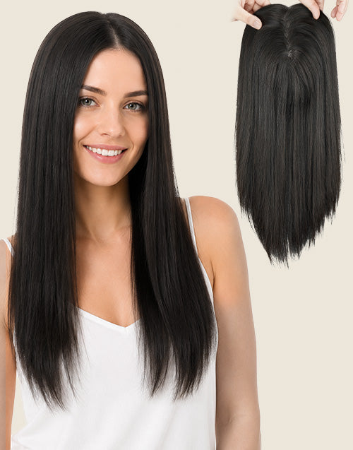 7"x6" Fine Mono Human Hair Topper Full Coverage For Thinning Hair Clip-In Human Hair Topper