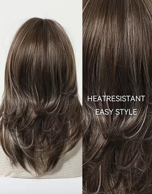 Barbara- Minimalist Lace Highlight Blonde Layer Cut Straight Wig With Bangs For Women
