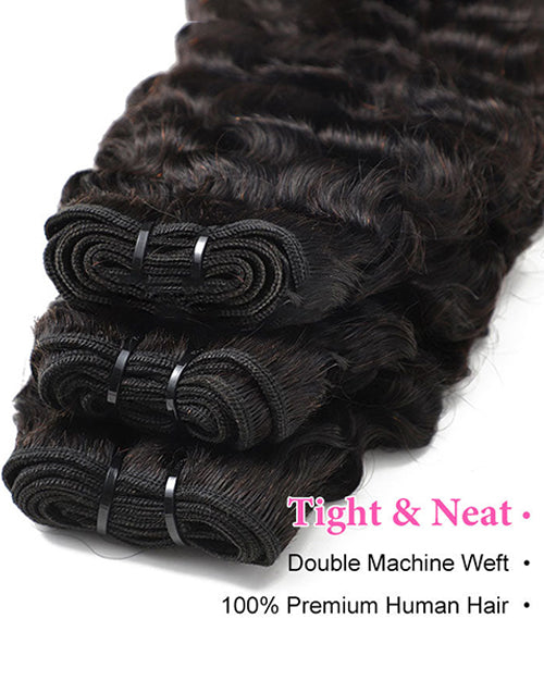 Burmese Curly 3/4 Bundles With 5x5 Lace Closure 100% Human Hair 10A Grade Natural Black