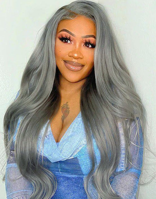 Moli-Sliver Grey 13x6 Lace Body Wave Lace Front Glueless Human Hair Wig