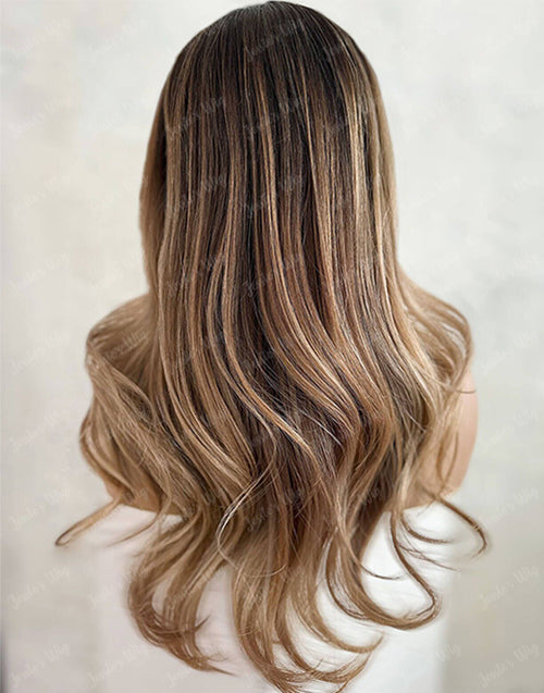 Adela-Ombre Blonde Balayage Loose Wavy Lace Front Wig Glueless Wig For Women