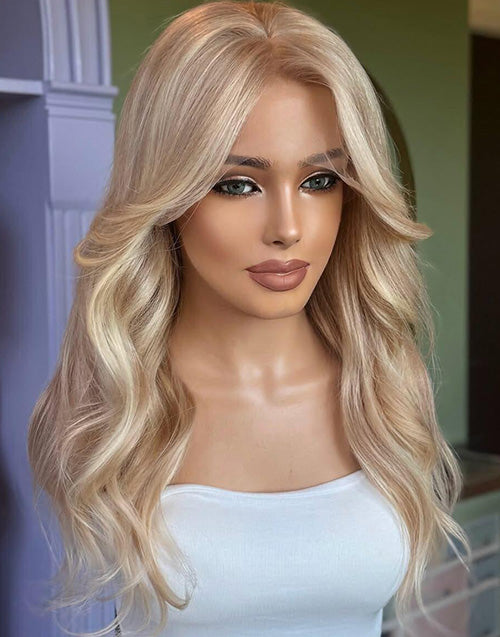 Rosana- True-Hold Glueless Wig Warm Honey Blonde Wavy Lace Front Wigs For Women Middle Part