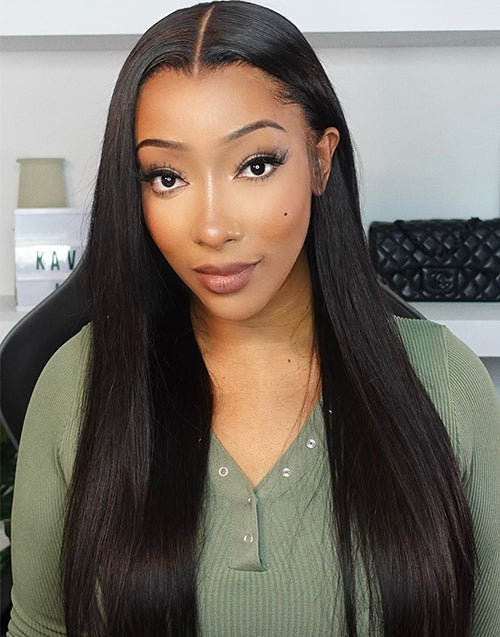 Widows Peak Lagos Hairline M Shaped Hairline Straight 13x5 Pre Cut Real HD Lace Front Wig