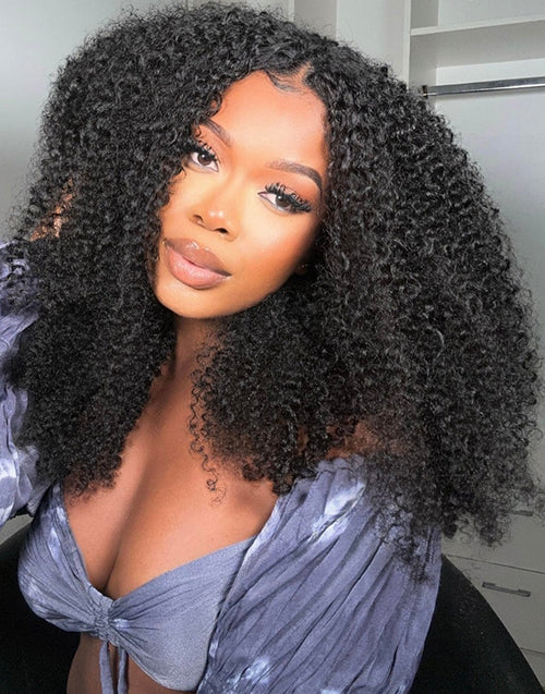 18"-22" Afro Kinky Curly U Part Human Hair Wig Flash Deal