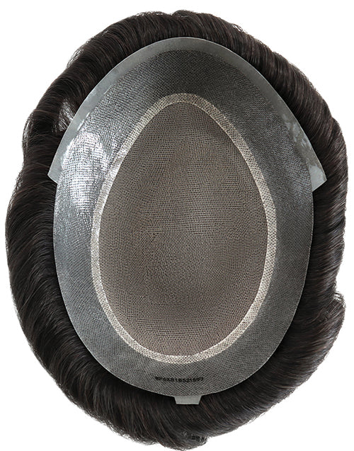 8"x10" Toupee for Men Fine Mono in Body 1.25" Polyskin in Perimeter Indian Human Hair