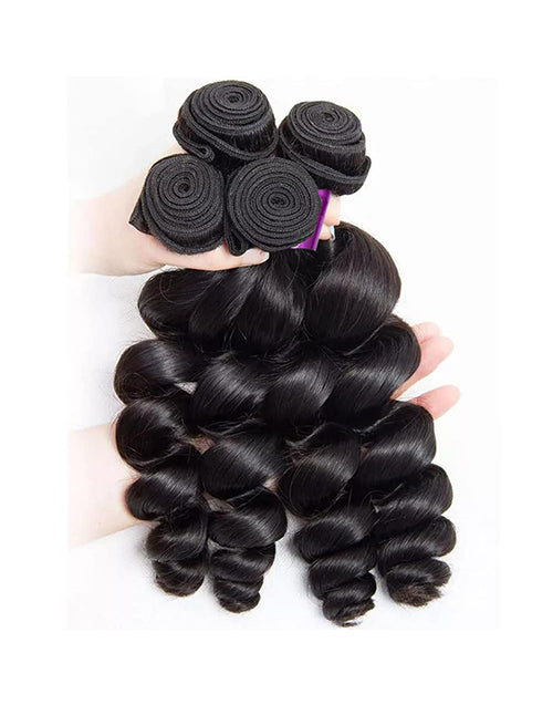 Human Hair Bundles Loose Wave 3 Bundles With 4x4 Lace Closure