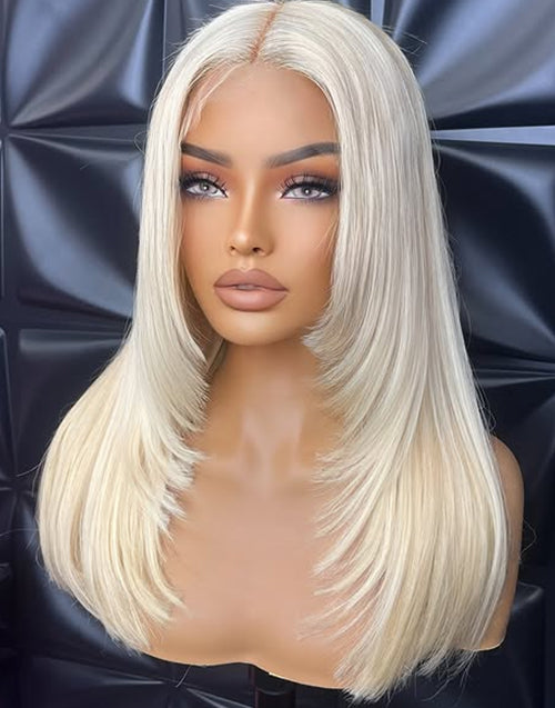 Leonie- Ombre Blonde Balayage Layered Cut Straight Gluless Wig Human Hair