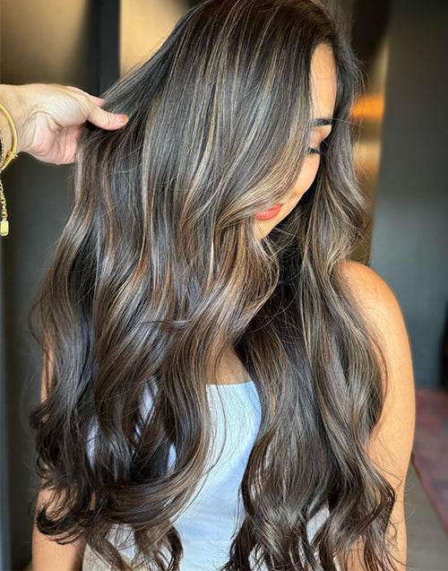 Saudy- Brunette Blonde Balayage Loose Wavy Wig Lace Front Wigs For Women