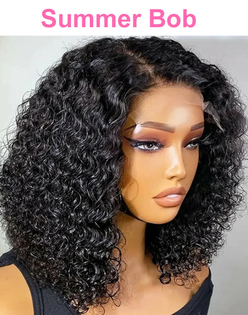 16" Short Curly 13x4 Lace Front Bob Wig Glueless Wig Flash Deal