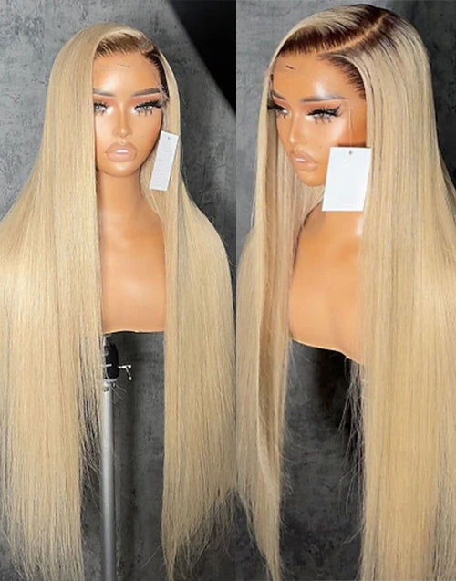 Angela-True-Hold Cap 30inch Long Glueless Lace Front Wig Ombre Blonde Human Hair Wigs