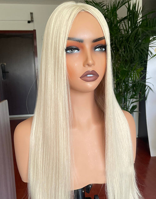 Ash Blonde Remy Human Hair Topper for Women Full Coverage 8"x8" Silk Top Base 14-20 Inch