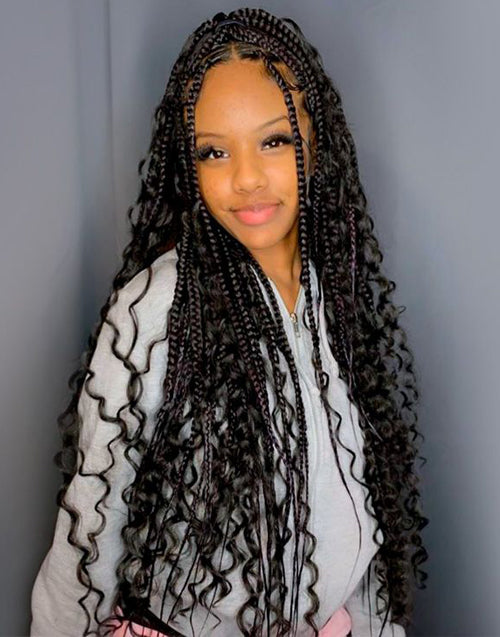 Joa- Tiktok Thequeenleora Hot 9x6 Lace Front Braided Knotless Boho Box Braids Lace Wig for Women