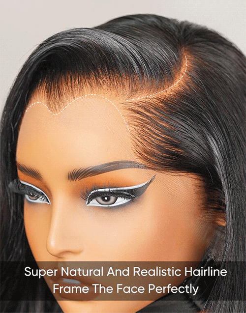 Lagos M Shape Hairline Kinky Straight Bob  Real HD Lace Wig 13x5 Pre Cut Lace Glueless Wig