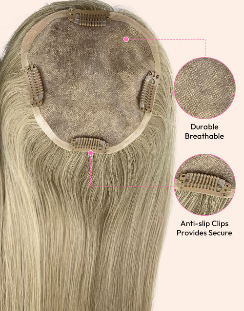 #8 #18 Mono Top 5"X5" Human Hair Topper For Women Thinning Hair Or Hair Loss