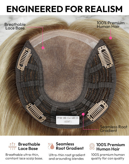 Large base topper for progressive hair thinning