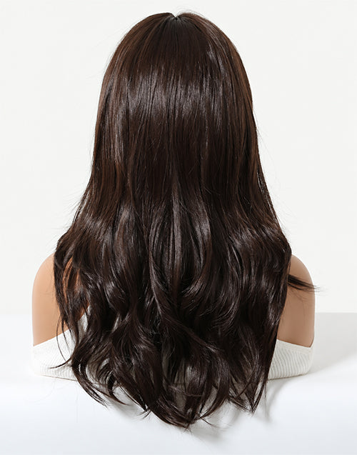 Godness- 13x5 Glueless Lace Front Wig Medium Length Rich Dark Chocolate Brown Layered Natural Waves