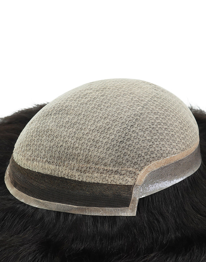 Toupee for Men Silk Top Center French Lace in Front Bleach Knots in Front Poly With Gauze in TSB Extra Diamond Net Cover Indian Human Hair
